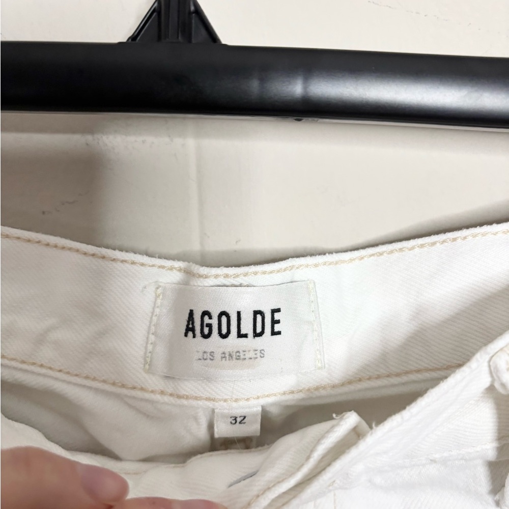 Agolde white Parker long shorts cut off raw hem size 32 organic cotton denim - Picture 7 of 8